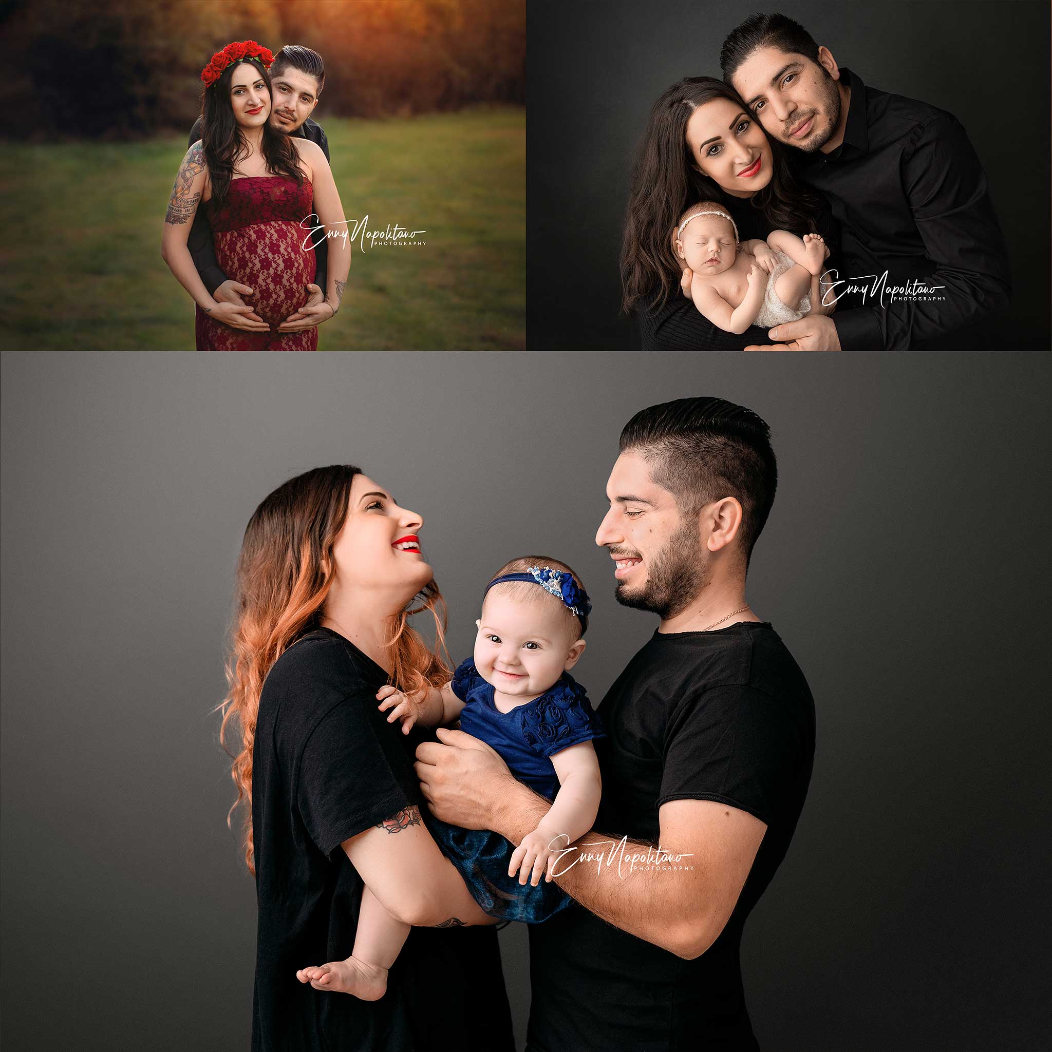 Fotografie di famiglia in gravidanza e di neonato e di bambina 7 mesi fotografo di bambini Milano
