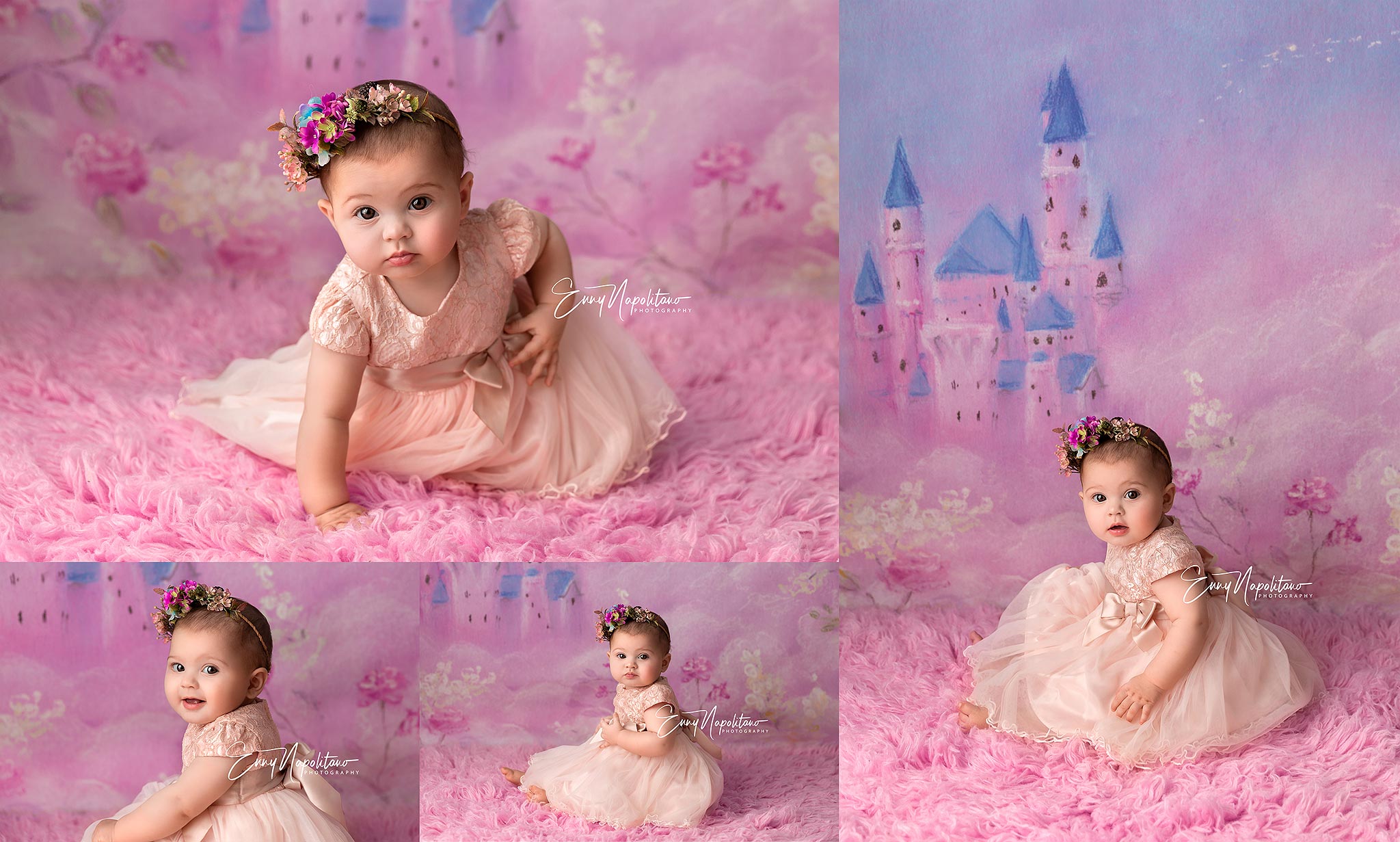 Fotografie di una bimba vestita da principessa in uno studio fotografico per bambini a Milano, Pavia, Monza, Bergamo, Varese fotografo di bambini Milano